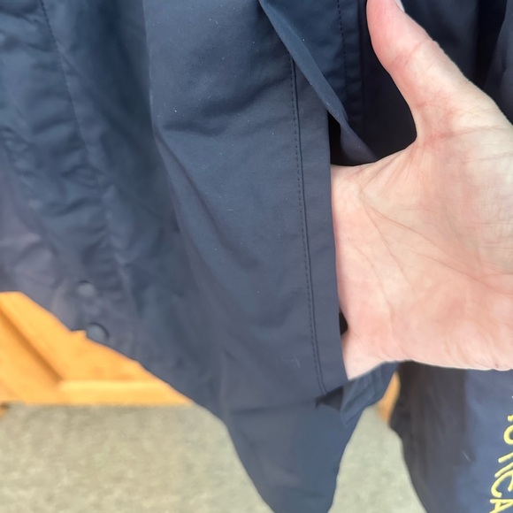 Nautica Windbreaker Weather Resistant Navy w/Yellow Lining & Hidden Hood Size 3X - Picture 6 of 12